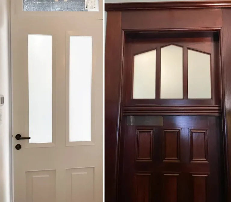 Glass frosting on entry doors